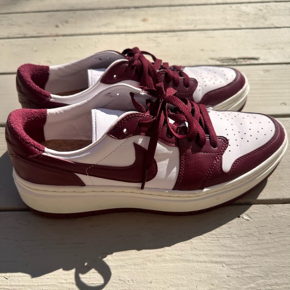 Nike Shoes - Burgundy and White Nike Air Force Plattform Sneaker